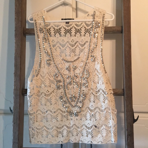 filtre Tops - Lace tank top emblished medium